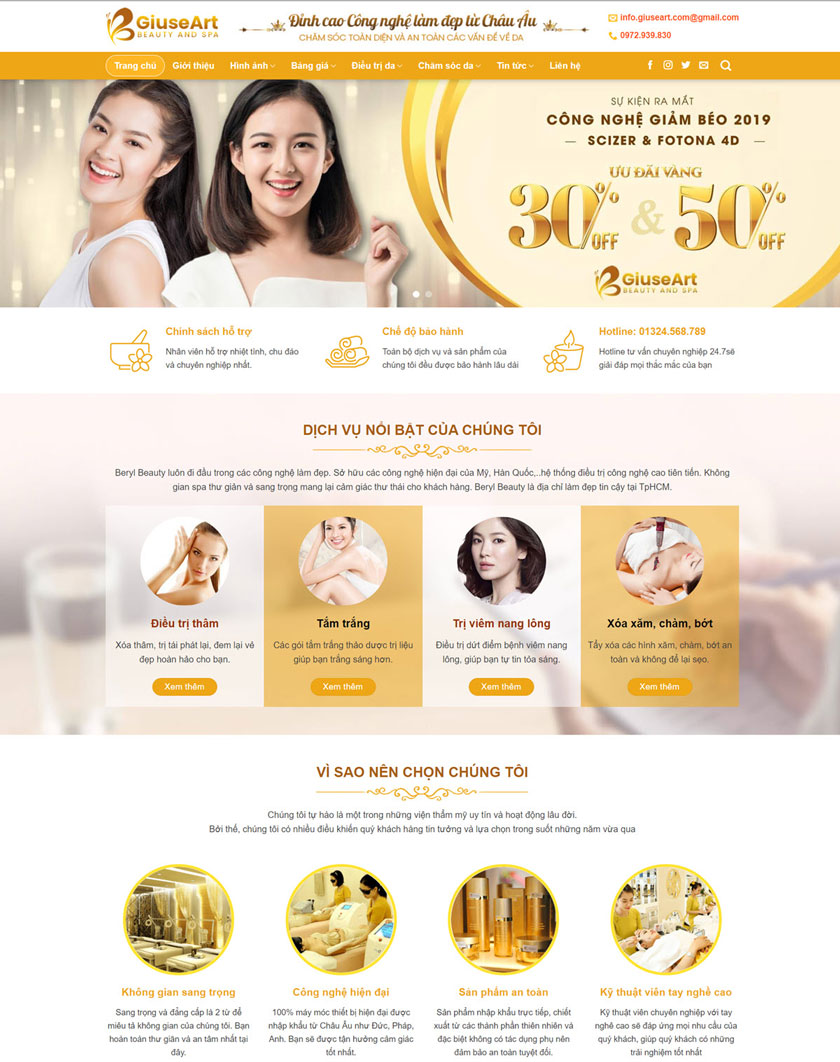 thiết kế trang website spa, thẩm mỹ viện khu vực quận 6 đẳng cấp