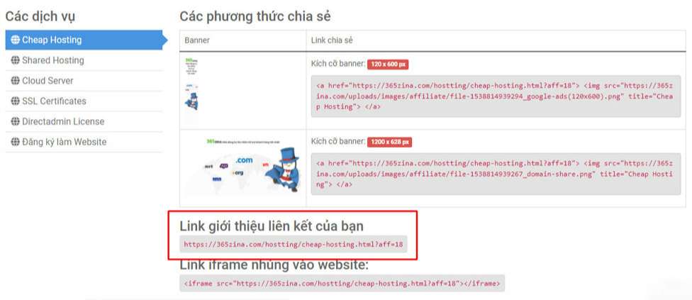 Thực hiện chia sẻ LINK giới thiệu liên kết của bạn