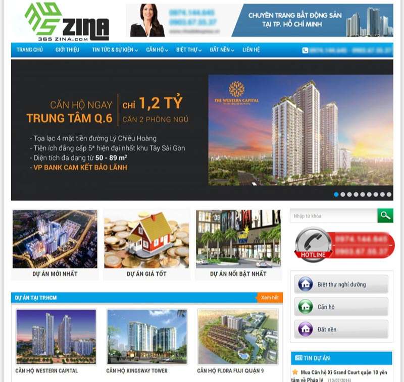 Giao diện trang website bất động sản chuyên nghiệp, chuẩn SEO