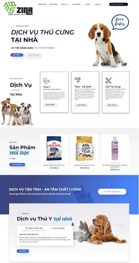 giao diện trang website thú cưng khu vực quận 7 chuyên nghiệp