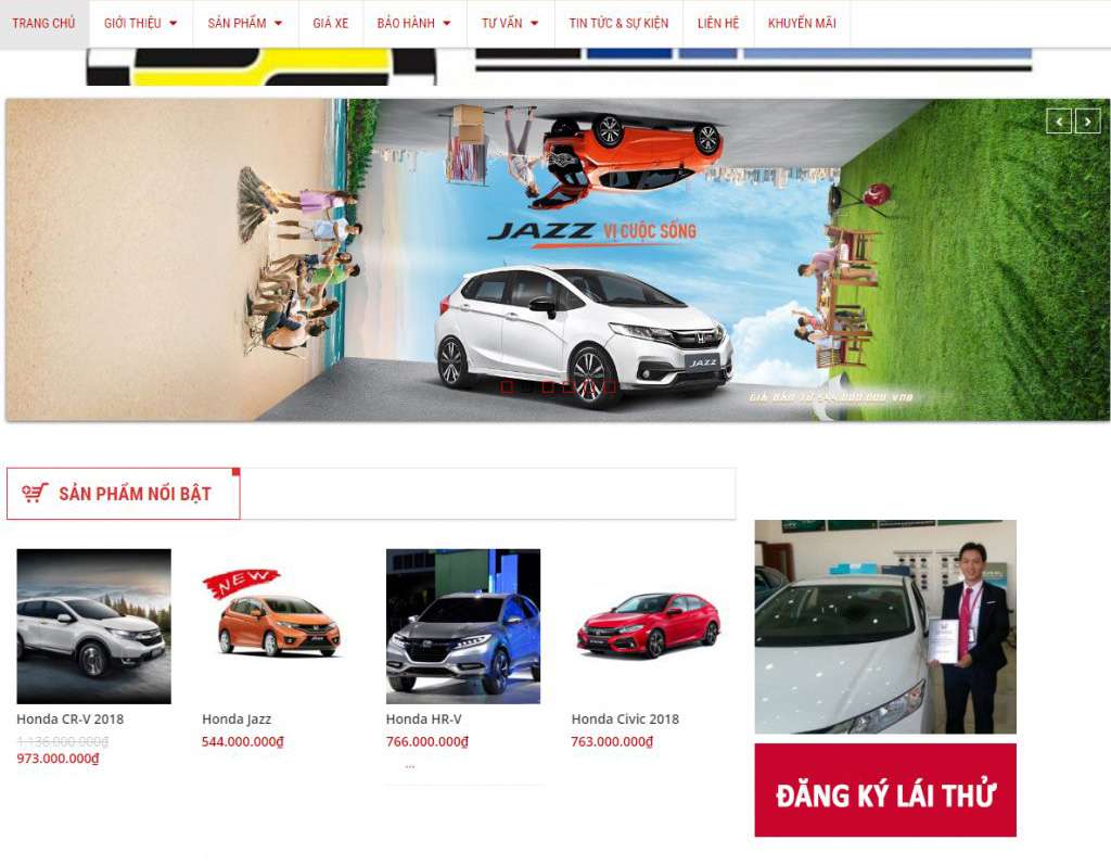 Thiết kế website xe hơi khu vực Bình Dương