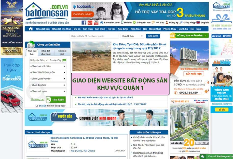 Thiết kế website bất động sản khu vực quận 1