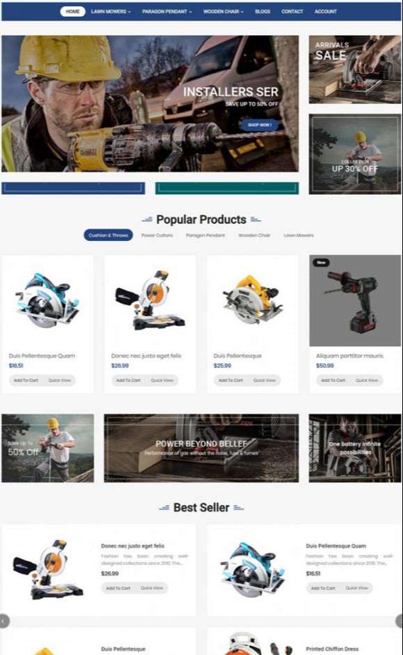 giao diện trang website cơ khí khu vực quận Tân Phú