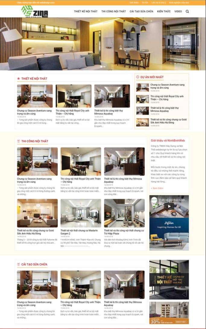 dịch vụ thiết kế website kiến trúc - nội thất - xây dựng khu vực quận 6