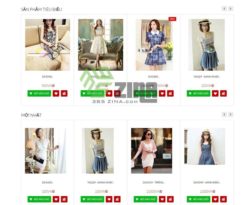 Dịch vụ thiết kế website thời trang 365zina